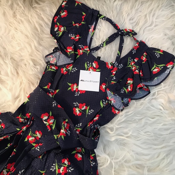 Jill Stuart Floral-Jacquard Flutter-Sleeve Dress - Picture 5 of 9